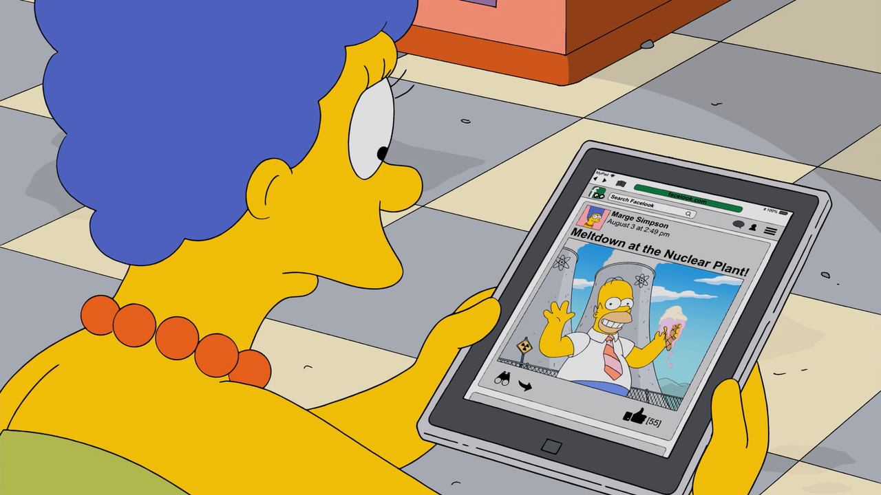 Marge póstar mynd af Homer á FaceLook